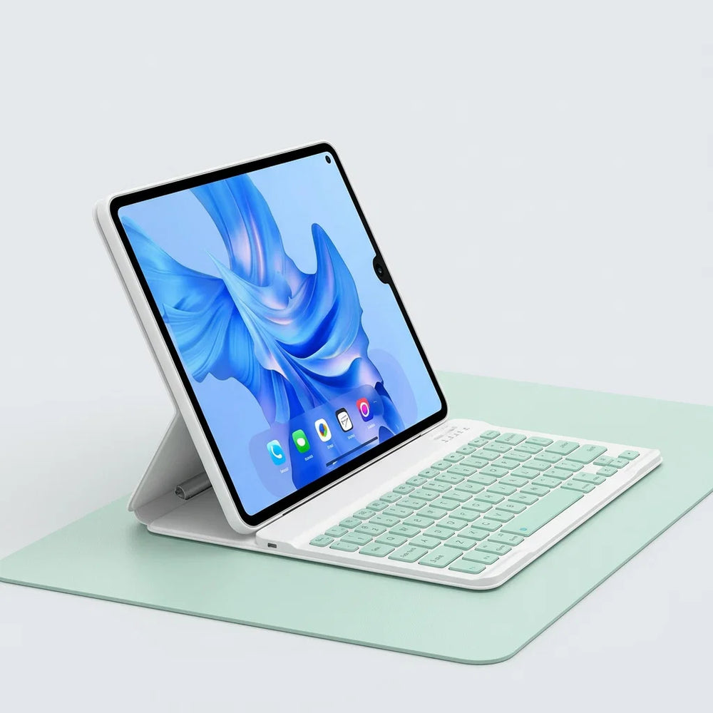Keyboard with Tablet Casing on a Pad – Detachable Bluetooth Keyboard with Pencil Holder & Trackpad