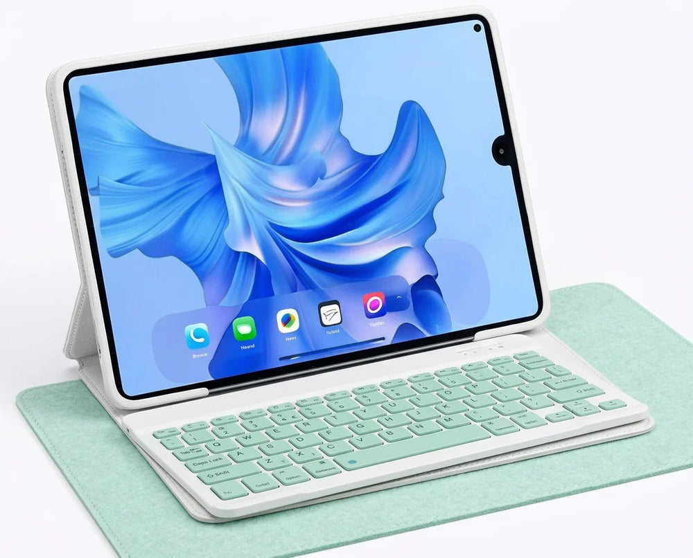 Keyboard with Tablet Casing on a Pad – Detachable Bluetooth Keyboard with Pencil Holder & Trackpad